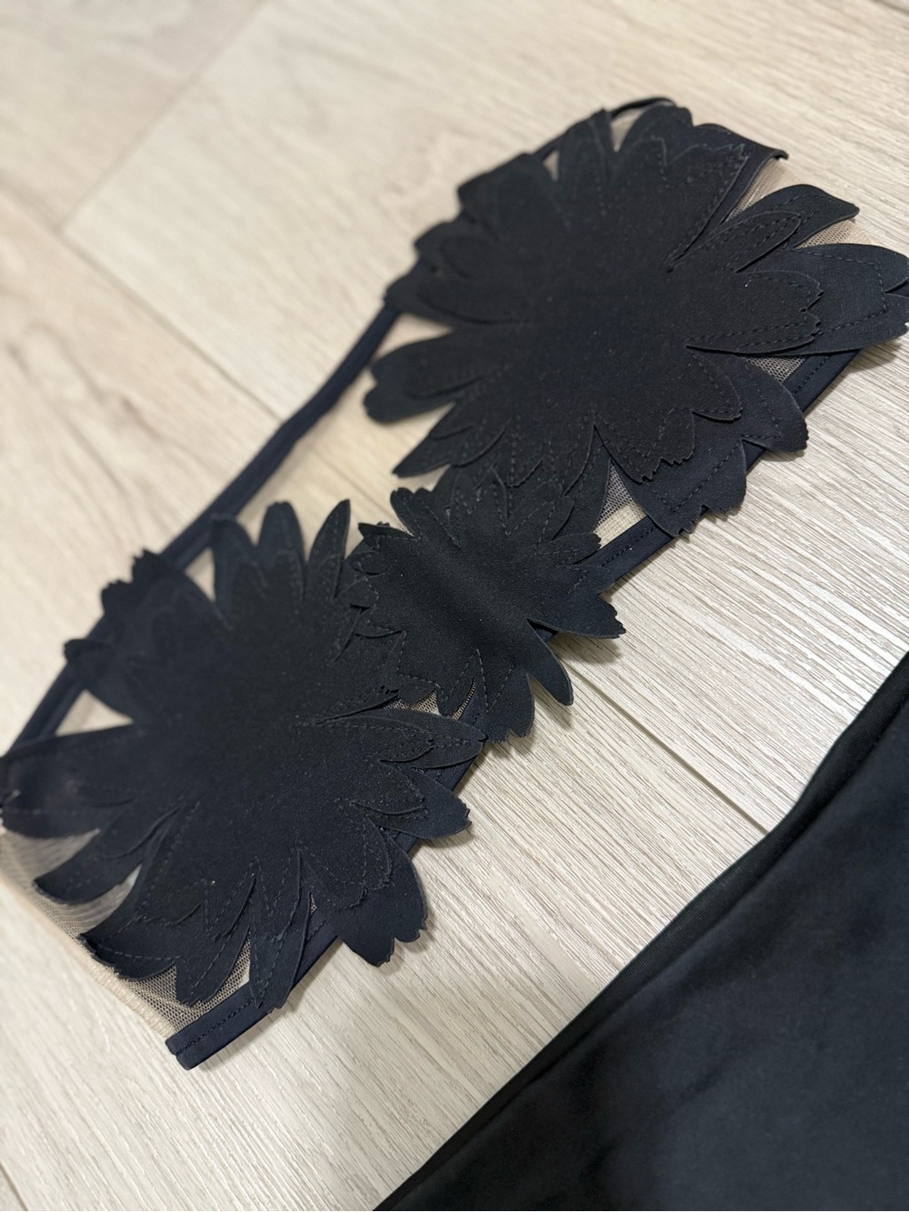 Bahia Maria Black Floral Appliqué Bandeau Top - Women Accessories